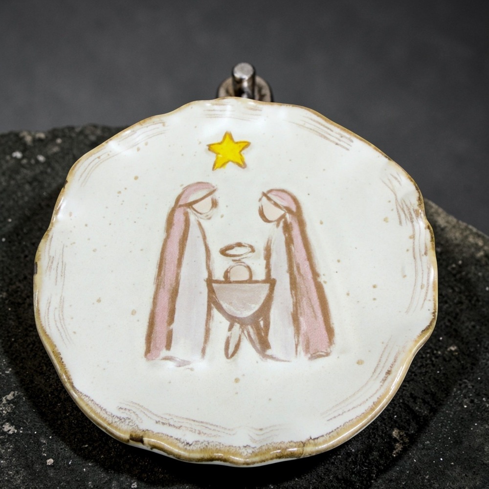 Mudpie‎ Ceramic Nativity Scene Decorative Plate Christmas Decor White Brown Star - Picture 2 of 11
